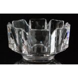 A later 20th Century Orrefors clear crystal glass Corona bowl designed by Lars Hellsten,