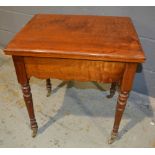 A Victorian mahogany centre table, the moulded edge top over a shaped frieze on turned legs,