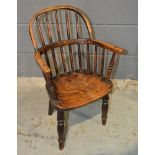 A 19th Century childs ash and elm Windsor chair,