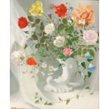 ANNA KATRINA ZINKEISEN (1901-1976) - Roses and wild flowers in a vase, oil on board, signed, framed,
