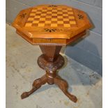 A Victorian octagonal inlaid work table,