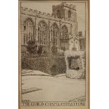 EDMUND HORT NEW (1871-1931) - 'The Guild Chapel, Stratford', pen and ink drawing, signed, framed,