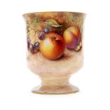 A Royal Worcester Fallen Fruits chalice vase decorated in the round by P.