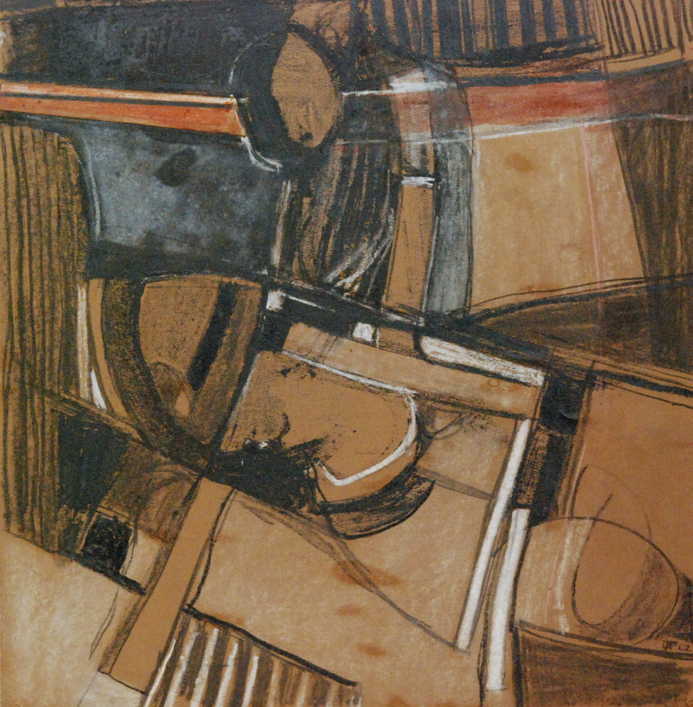 DAVID PRENTICE (1936-2014)- Abstract oil on board titled Figure, signed and dated '62,