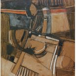 DAVID PRENTICE (1936-2014)- Abstract oil on board titled Figure, signed and dated '62,
