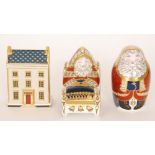 Three assorted Royal Crown Derby paperweights comprising a standing Santa Claus,