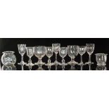 A group of 19th Century glass stemware comprising plain,