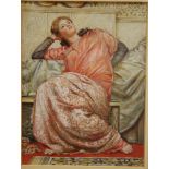 AFTER ALBERT JOSEPH MOORE - 'Dreamer', watercolour and body colour, framed,