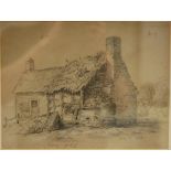 SAMUEL ROSTILL LINES (1804-1833) - Cottage at Perry Common, pencil drawing on pale grey paper,