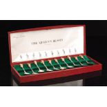 A set of ten hallmarked silver spoons 'The Queens Beasts Spoons', edition no 845 of 2500,