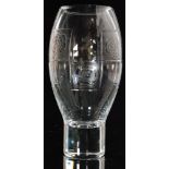 A 20th Century clear crystal glass vase of footed swollen form,