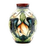 A Moorcroft Pottery vase of swollen form decorated in the Light and Shade pattern designed by Sian