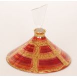 A contemporary Atkinson-Jones Lustreware perfume bottle of conical form decorated in a red and gold