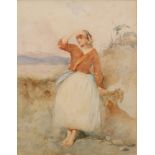 JOSHUA CRISTALL (1767-1847) - 'A peasant girl', watercolour, framed,