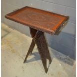 A late 19th Century carved mahogany rectangular two handled serving tray together with an