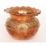 **A late 19th to early 20th Century copper jardiniere or planter of bulbous circular outline