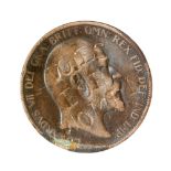 A 1902 Edward VII penny defaced with the words Votes for Women,