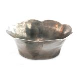 An Art Deco hallmarked silver petal shaped bowl of plain form, diameter 12.