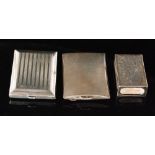 Two hallmarked silver rectangular match book holder each with engine turned decoration,