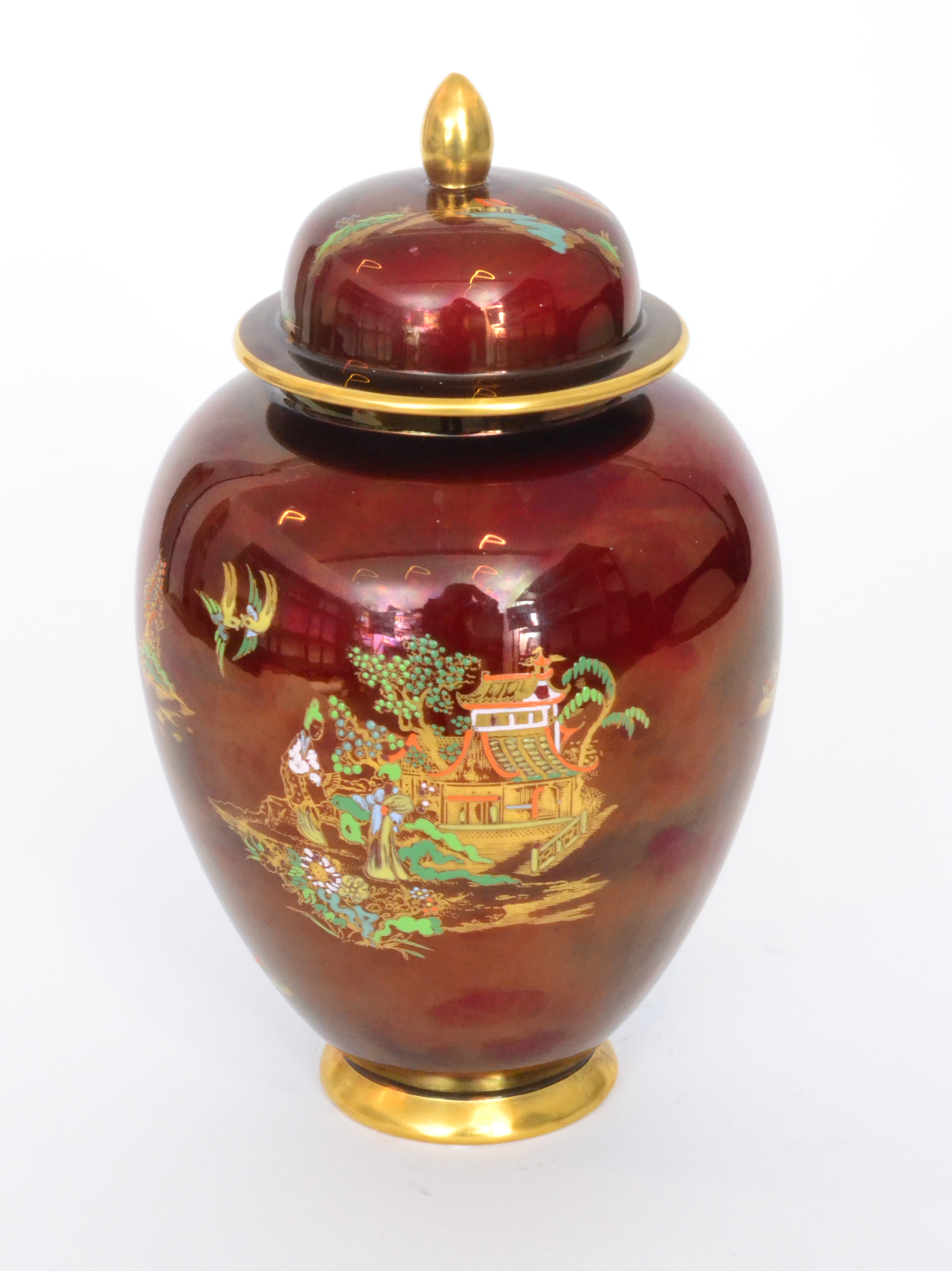 A Carlton Ware New Mikado pattern ginger jar and cover decorated with an enamel and gilt