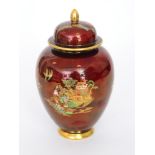 A Carlton Ware New Mikado pattern ginger jar and cover decorated with an enamel and gilt