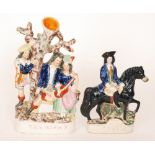 Two 19th Century Staffordshire flatback figures comprising The Rival and Dick Turpin,