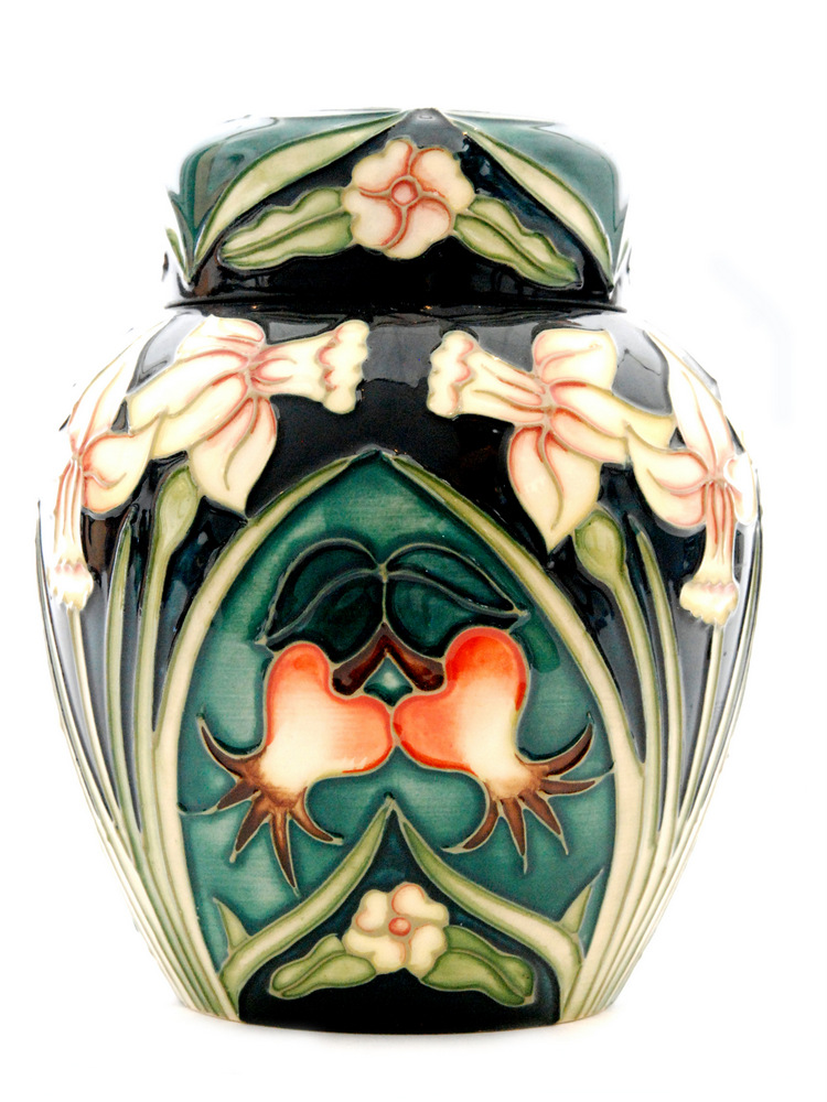 A Moorcroft Pottery ginger jar and cover decorated in the Carousel pattern designed by Rachel