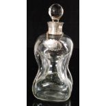 A George V hallmarked silver mounted glug glug decanter, Birmingham 1923, John Grinsell & Sons,