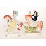 Two 19th Century Staffordshire equestrian flat back figures,