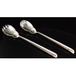 A pair of hallmarked silver salad spoons, each with acorn shaped bowl, Birmingham 1904,