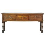 An 18th Century and later oak and mahogany crossbanded dresser,