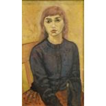 HAZEL ASSHETON (MID 20TH CENTURY) - 'Girl in Black Cardigan', oil on board,