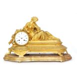 A French 19th Century gilded bronzed eight day strike mantle clock,