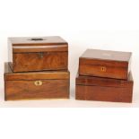 A 19th Century brass inlaid writing box with leather slope interior, width 35cm,