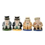 Four 1920s character Toby jugs depicting various political figures and prime ministers comprising