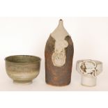 Three pieces of contemporary studio pottery by Usha Khosla,
