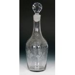 An 18th Century glass white wine decanter circa 1775 of tapering form with slender neck below a