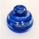 A later 20th Century Isle of Wight Blue and White Swirls glass vase,