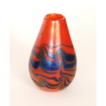 A contemporary Siddy Langley studio glass vase, of tapering form,