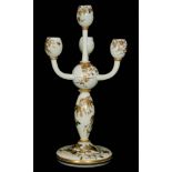 A large late 19th Century Thomas Webb and Sons four branch candelabra by Jules Barbe,