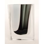 A later 20th Century Kosta Boda glass vase designed by Bengt Edenfalk, of rectangular sleeve form,