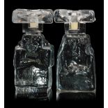 A pair of post war Boda crystal glass candlesticks designed by Erik Hoglund,