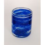 A later 20th Century Isle of Wight Blue and White Swirls glass vase,