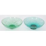 A pair of 1930s John Walsh Walsh glass Water Lily bowls,