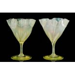 A pair of early 20th Century John Walsh Walsh Opaline Brocade vases each of conical form with a
