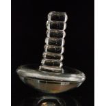 A 19th Century glass linen smoother with a bobbin stem above a domed base, height 12cm.