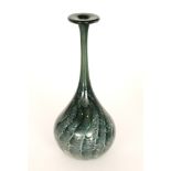 A later 20th Century Anthony Stern studio glass vase of globular form with slender neck and flat