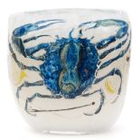 A contemporary Vic Bamforth studio glass Spider Crab Celebrates vase of sleeve form,