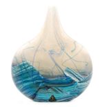 A later 20th Century Isle of Wight glass Seascape Lollipop vase of compressed form with slender