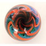 A contemporary Kevin O'Grady glass Vortex marble of spherical form,